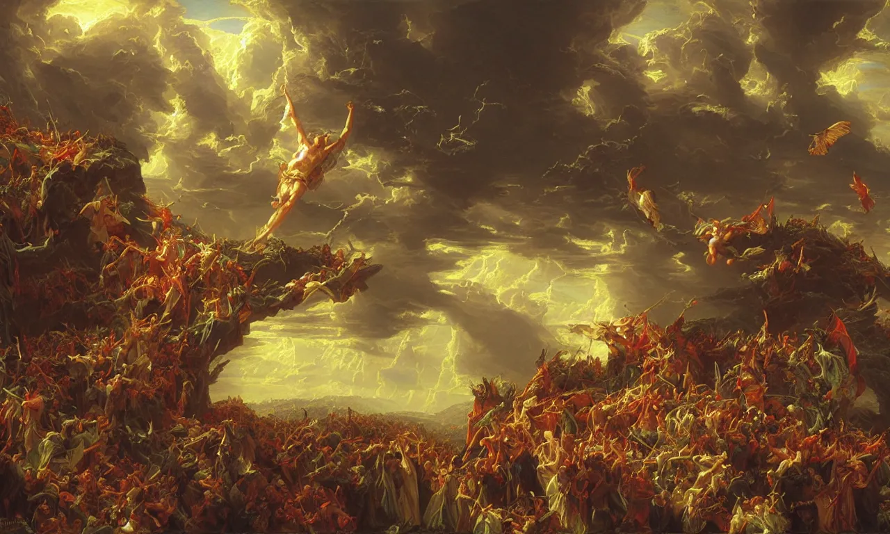 Prompt: this apocalypse shall not deter our spirit of hope, by thomas cole and donato giancola