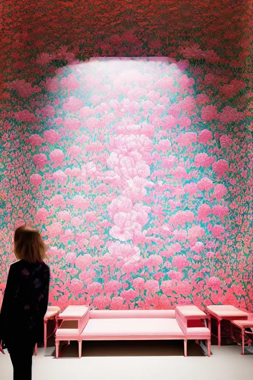 Prompt: Chinoiserie floral wall by James Jean, victo ngai, James Turrell