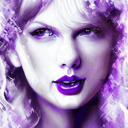 Image similar to Taylor Swift made of purple ice, trending on artstation