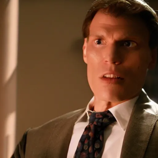 Image similar to Live Action Still of Jerma in Pulp Fiction, real life, hyperrealistic, ultra realistic, realistic, highly detailed, epic, HD quality, 8k resolution, body and headshot, film still