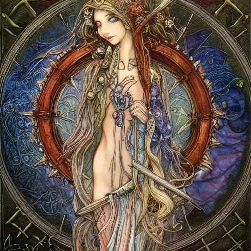 Image similar to detailed and sharp virgo artistic zodiac artwork, mystic style, detailed, 8 k, detailed, symmetrical, by brian froud