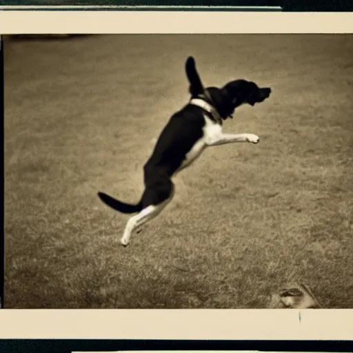 Prompt: a dog jumping up and down, film strip reel showing all frames
