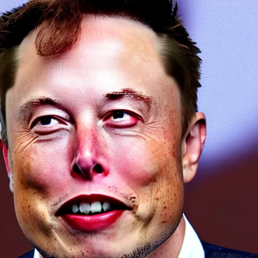 Prompt: A still image of Elon Musk. Its a medium shot. He is smiling and looking to the left. He looks a little puzzled. Shallow depth of field.