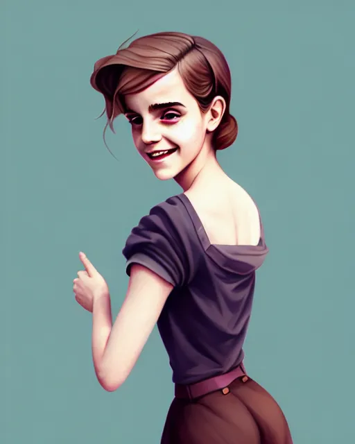 Image similar to beautiful full body Emma Watson smiling illustration by lois van baarle and loish and ross tran and rossdraws and sam yang and samdoesarts and artgerm and Cecil Beaton, Lee Miller, Irving Penn, David Bailey, octane render, cgsociety