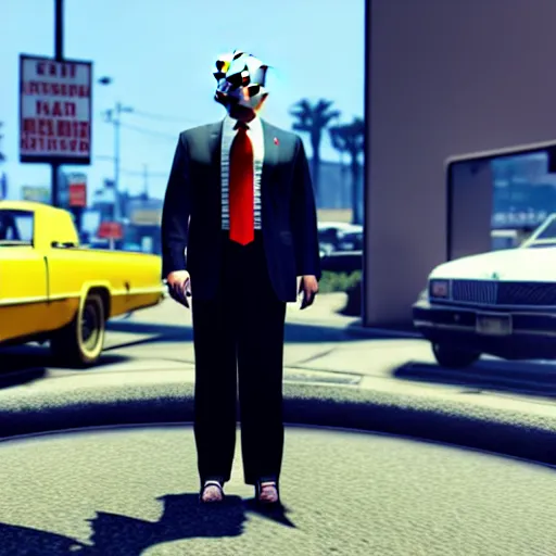 Image similar to donald trump in gta v, ps 5 screenshot, isometric view, third person gameplay, boss battle, 3 d render, cryengine, highly detailed