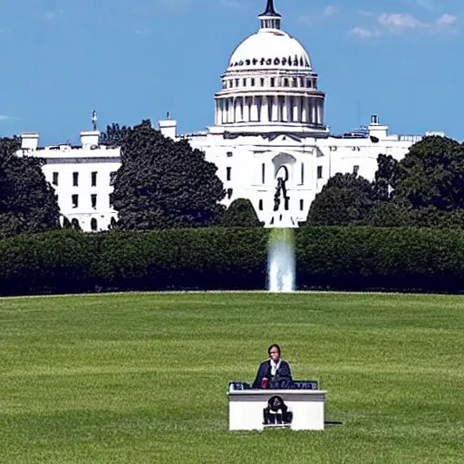 Image similar to live on cnn ufo lands on whitehouse lawn