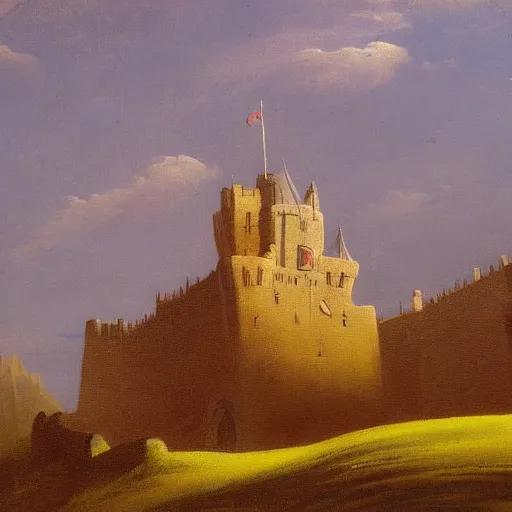 Prompt: a painting of a castle, in the style casper david friedrich.