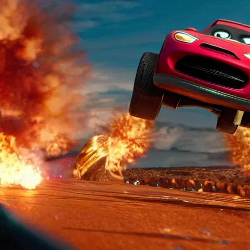 Image similar to a still of dwayne johnson in the movie hotwheels acceleracers