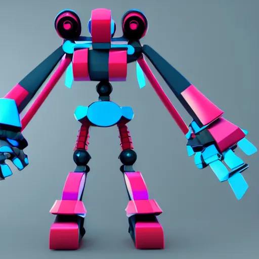 Image similar to low poly render of a cure robot