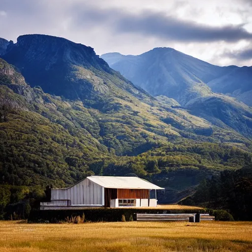 Prompt: a building in a stunning landscape, aesthetic