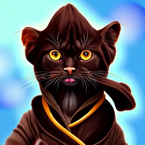 Image similar to chocolate burmese cat in pirate robes, artstation, fantasy