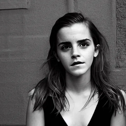 Image similar to Emma Watson, historical photo by Wong Kar-Wai