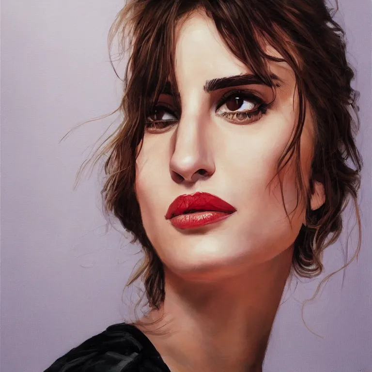 Image similar to Portrait of Penélope Cruz Sánchez in style of Etam Cru