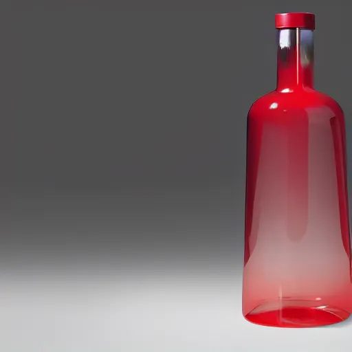 Prompt: an award - winning photo of a translucent glass vodka bottle in the shape and style of a propane cylinder with a red gradient in a warehouse, dramatic lighting, 5 0. 0 mm, ƒ / 8, behance