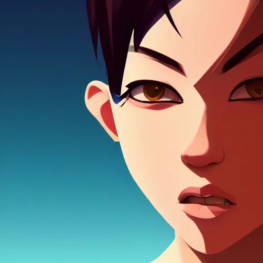 Image similar to face icon stylized minimalist pax, loftis, cory behance hd by jesper ejsing, by rhads, makoto shinkai and lois van baarle, ilya kuvshinov, rossdraws global illumination