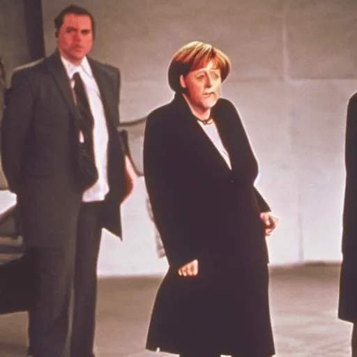 Prompt: angela merkel as trinity, starring in the movie the matrix, 1999. Cinematic