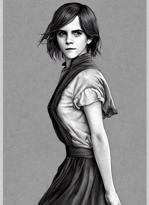 Prompt: full length photo of Emma Watson in the style of Junji Ito, full body, not realistic, sharp focus, 8k high definition, insanely detailed, intricate, elegant, art by stanley lau and artgerm