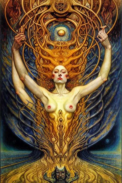 Image similar to Divine Chaos Engine by Karol Bak, Jean Delville, William Blake, Gustav Klimt, and Vincent Van Gogh, symbolist, visionary