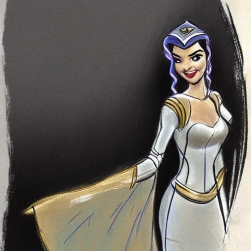 Image similar to milt kahl sketch of victoria justice as princess padme from star wars episode 3