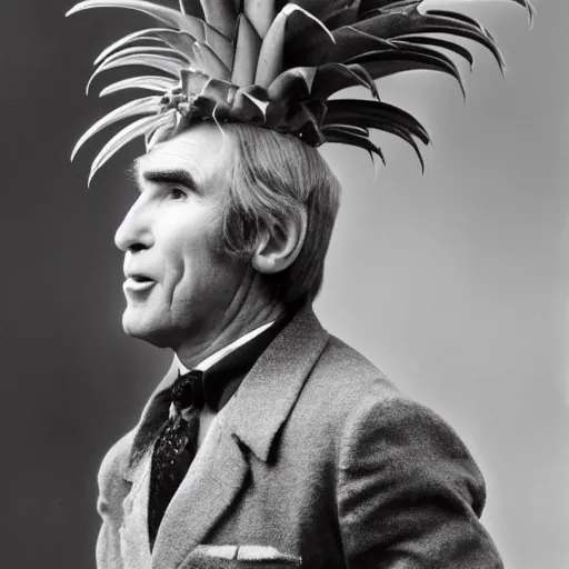 Prompt: jim dale wearing a pineapple on his head