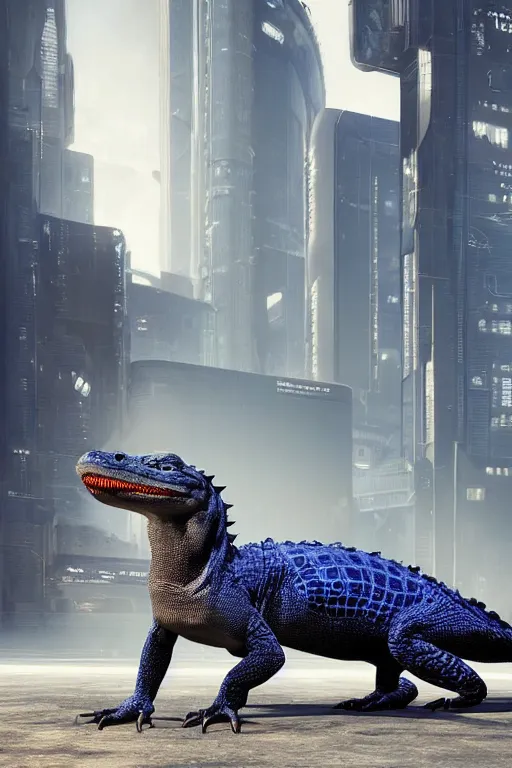 Prompt: a cyberpunk alligator wearing a formal overcoat, portait photo profile picture, hyperrealistic concept art, octane render, unreal engine 5, digital art hi