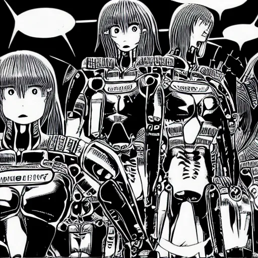 Prompt: manga panel of aliens from gantz