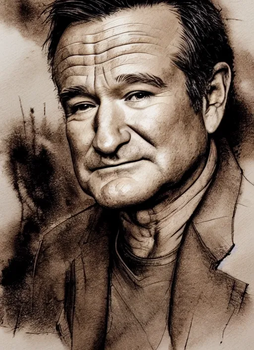 Image similar to portrait, Robin Williams, watercolor, dramatic lighting, cinematic, establishing shot, extremly high detail, foto realistic, cinematic lighting, pen and ink, intricate line drawings, by Yoshitaka Amano, Ruan Jia, Kentaro Miura, Artgerm, post processed, concept art, artstation, matte painting, style by eddie mendoza, raphael lacoste, alex ross