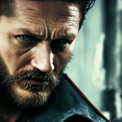 Image similar to Tom Hardy as wolverine 4K quality Photorealism