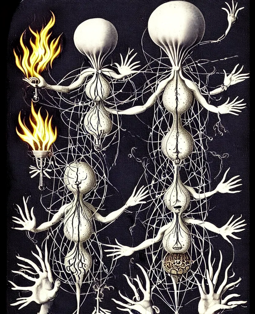 Image similar to whimsical freaky creature sings a unique canto about'as above so below'being ignited by the spirit of haeckel and robert fludd, breakthrough is iminent, glory be to the magic within