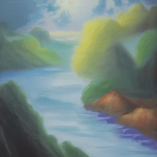 Prompt: oil painting of ethereal landscapes