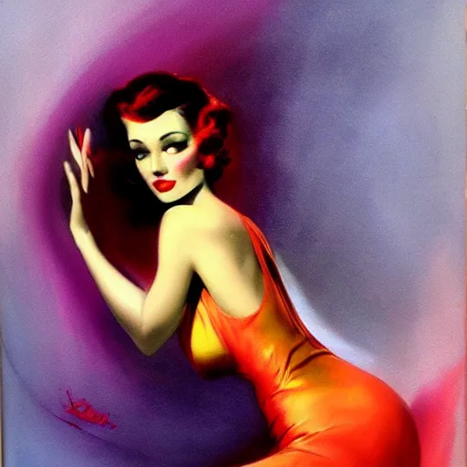 Image similar to noir woman by rolf armstrong, colorful, sketch