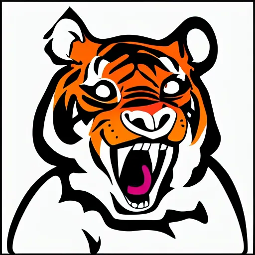 Image similar to sticker angry tiger in cartoon style