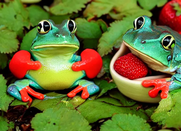 Image similar to frog made of strawberries