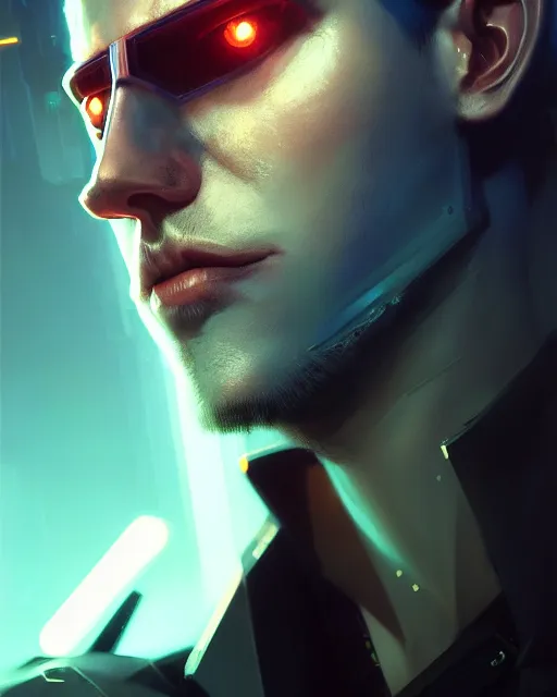 Prompt: cyberpunk male portrait, handsome, sci fi, cyborg, gears, complex 3 d render by ilya kuvshinov, peter mohrbacher, greg rutkowski, ryohei hase, dramatic lighting, intricate, highly detailed, sharp focus, luminous, unreal engine, blender, artstation, masterpiece, ray tracing