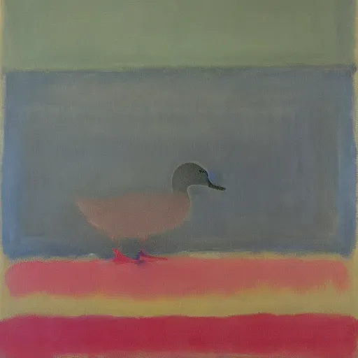 Prompt: a duck on the prowl oil painting Mark Rothko