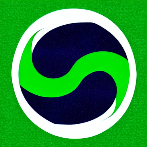 Prompt: Text Yin-Yang written around a green and blue yin-yang logo