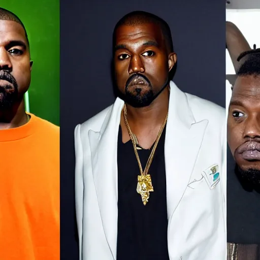 Image similar to kanye west and walter white and kendrick lamar and denzel curry all posing