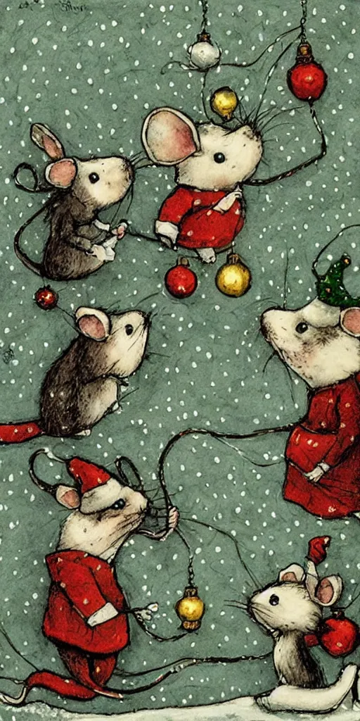 Image similar to a christmas mice scene by alexander jansson