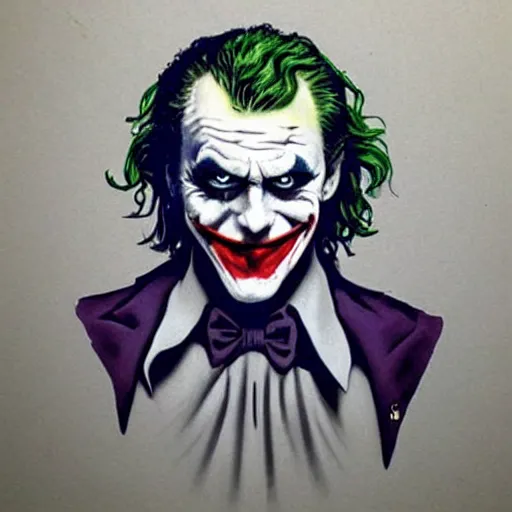 Prompt: the joker drawn by banksy