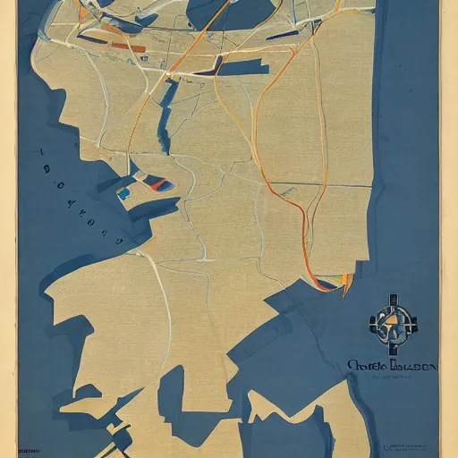 Prompt: map by charles sheeler