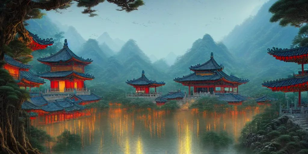 Mountains And Rivers Ancient Architecture Chinese Style Background, chinese  wallpaper 