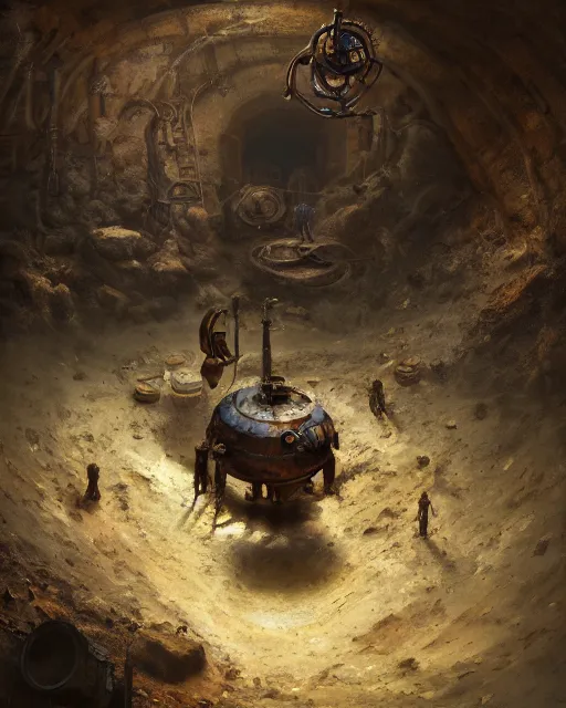 Prompt: oil painting of poor anthropomorphized steampunk mole mining gold, sharp focus, fantasy style, dark mine shaft backround, octane render, volumetric lighting, 8k high definition, by greg rutkowski, highly detailed, trending on art Station