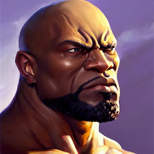 Image similar to greg manchess portrait painting of fierce foundation aka dwayne the rock from fortnite as overwatch character, medium shot, asymmetrical, profile picture, organic painting, sunny day, matte painting, bold shapes, hard edges, street art, trending on artstation, by huang guangjian, gil elvgren, ruan jia, greg rutkowski, gaston bussiere