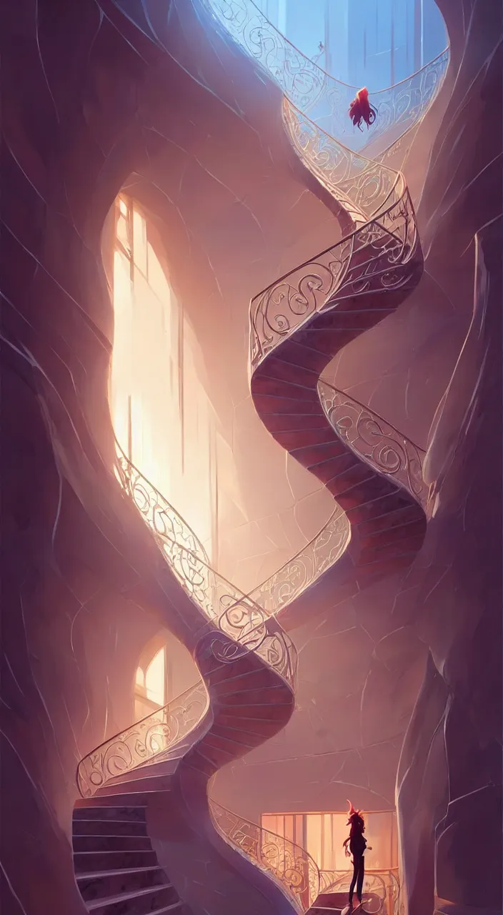 Image similar to incredible, mindblowing, never - ending swirling staircases, in marble incrusted of legends official fanart behance hd by jesper ejsing, by rhads, makoto shinkai and lois van baarle, ilya kuvshinov, rossdraws global illumination