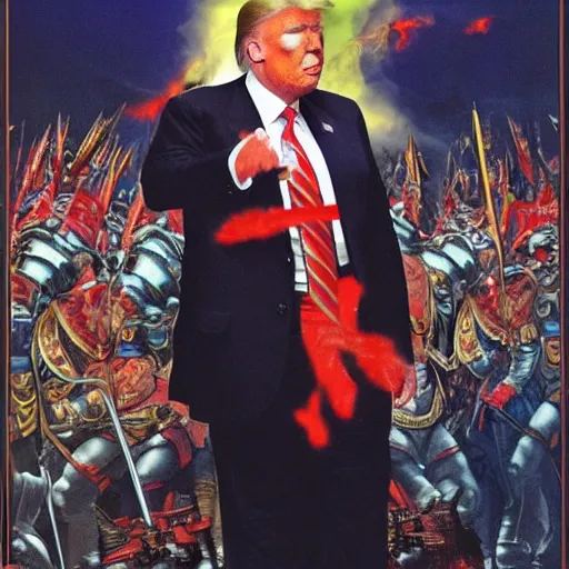 Prompt: photo donald trump as the god emperor of mankind, john blanche