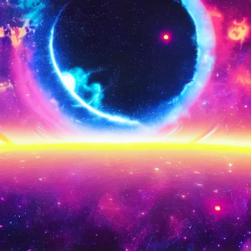 Image similar to space nebulas and planets, psychedelic, vaporwave