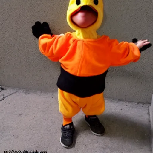 Prompt: cute baby chick dressed as an inmate, tom chambers style