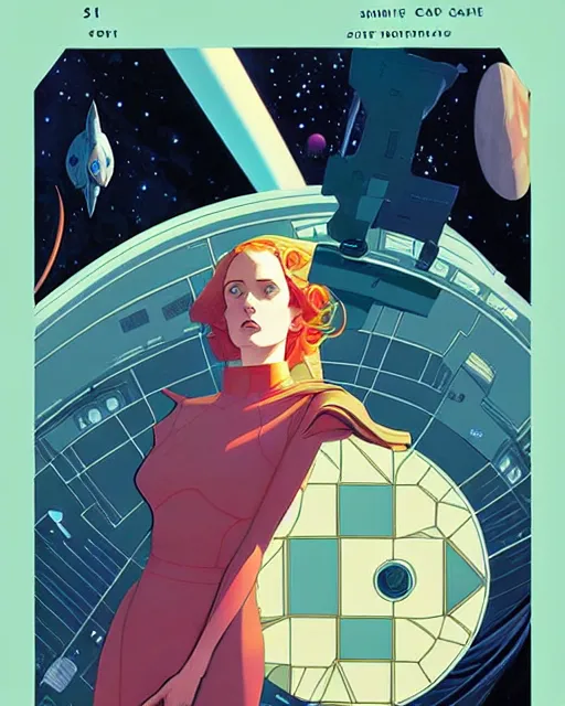 Image similar to joshua middleton comic cover art, space castle, science fiction