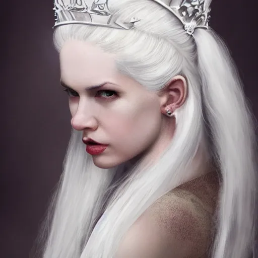 Prompt: a pale girl with white hair wears an animal skull as a crown, cinematic lighting, ultra detailed, grand master oil painting