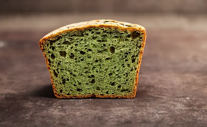 Image similar to green moldy bread, product photography